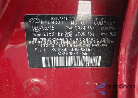 2017 Hyundai Elantra Se z USA, uszkodzony, nr VIN KMHD84LF4HU063166